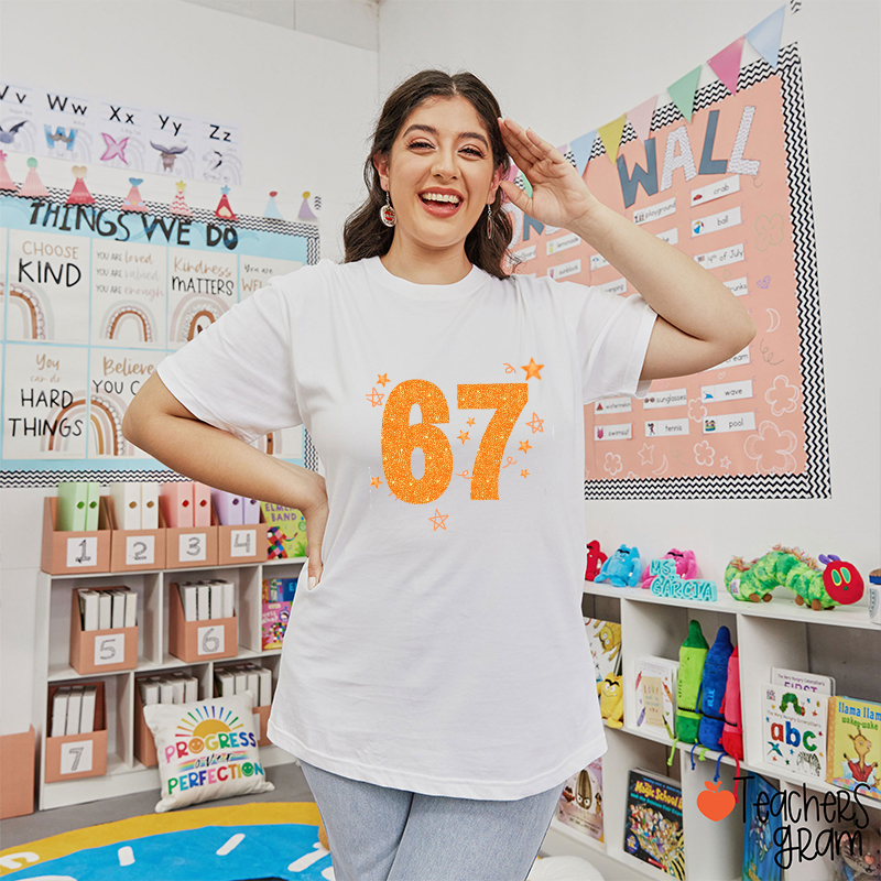 Glitter Six Seven Meme Teacher T-Shirt