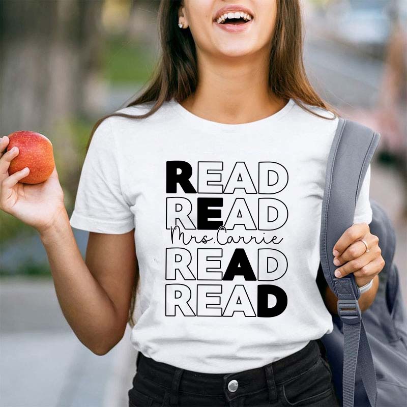 Personalized Name Who Loves Reading Teacher T-Shirt