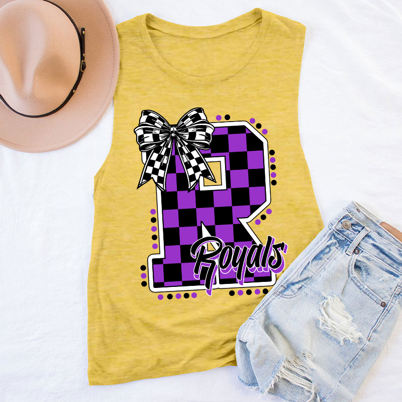 Personalized Mascot Checkered Print Teacher Tank Top