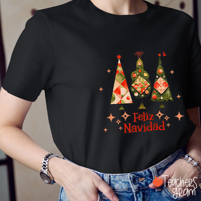Feliz Navidad Arbol De Navidad Spanish Teacher T-Shirt