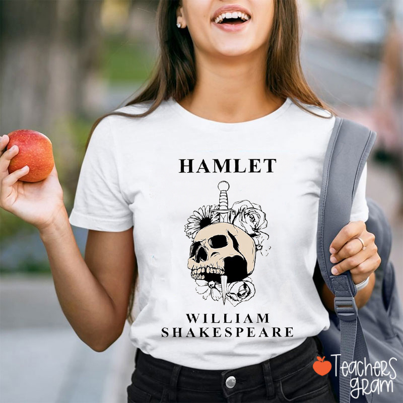 Hamlet Floral Skull Shakespeare Teacher T-Shirt