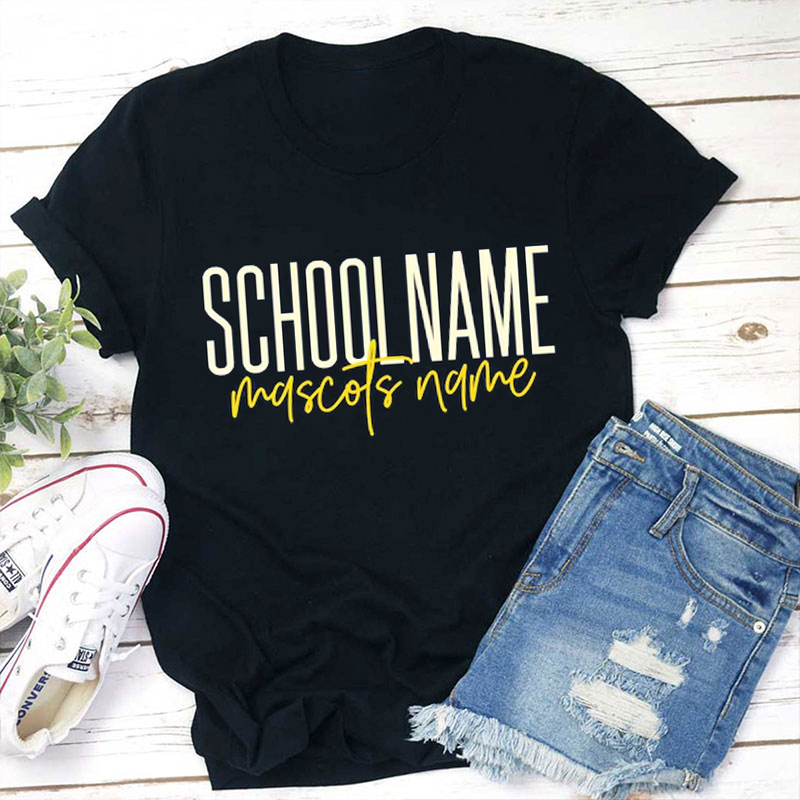 Personalized School Name And Simple Letter Design Teacher T-Shirt
