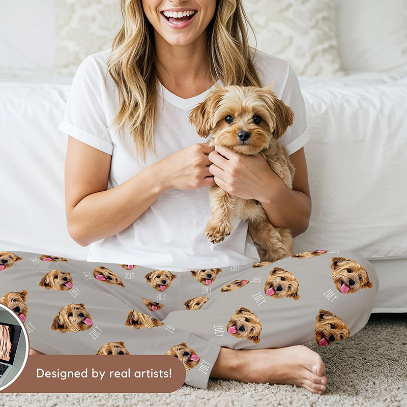 Personalized Pet Face Teacher Wide Leg Pants