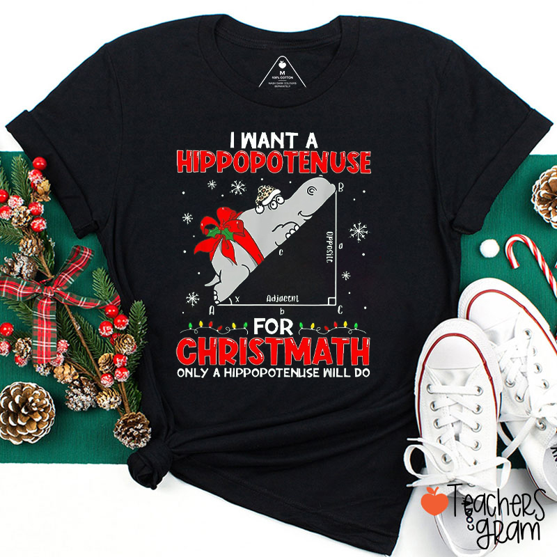 I Want A Hippopotenuse For Christmath Teacher T-Shirt