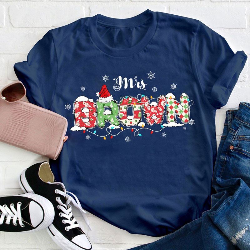Personalized Name Ho Ho Ho Teacher T-Shirt