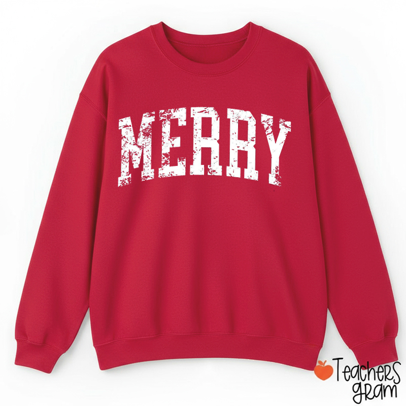 Washed And Aged Merry Christmas Teacher Sweatshirt