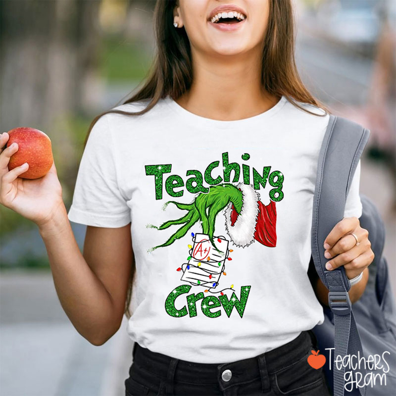 Teaching Crew Christmas Hand Teacher T-Shirt