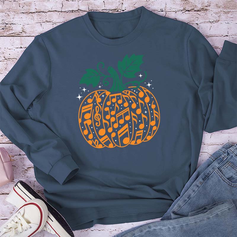Music Note Pumpkin Teacher Long Sleeve T-Shirt