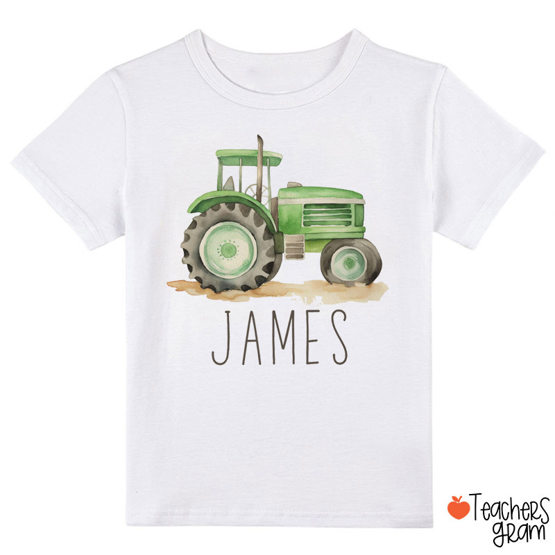 Personalized Tractor Boho Natural Class T-Shirt