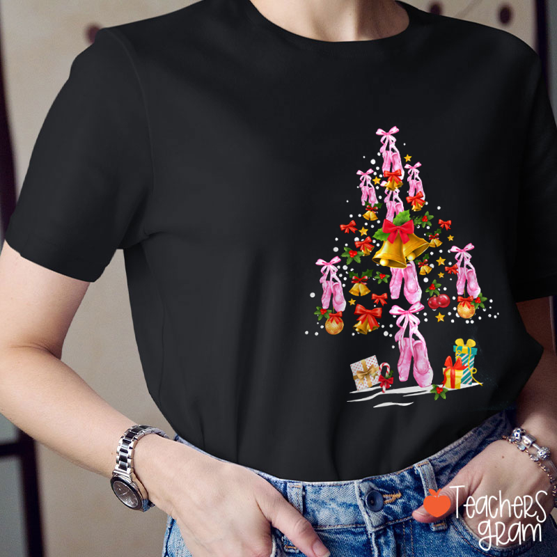 Ballet Shoes Christmas Tree Teacher T-Shirt