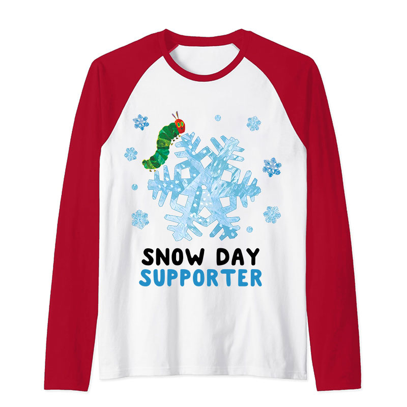 Snow Day Supporter Teacher Raglan Long Sleeve T-Shirt