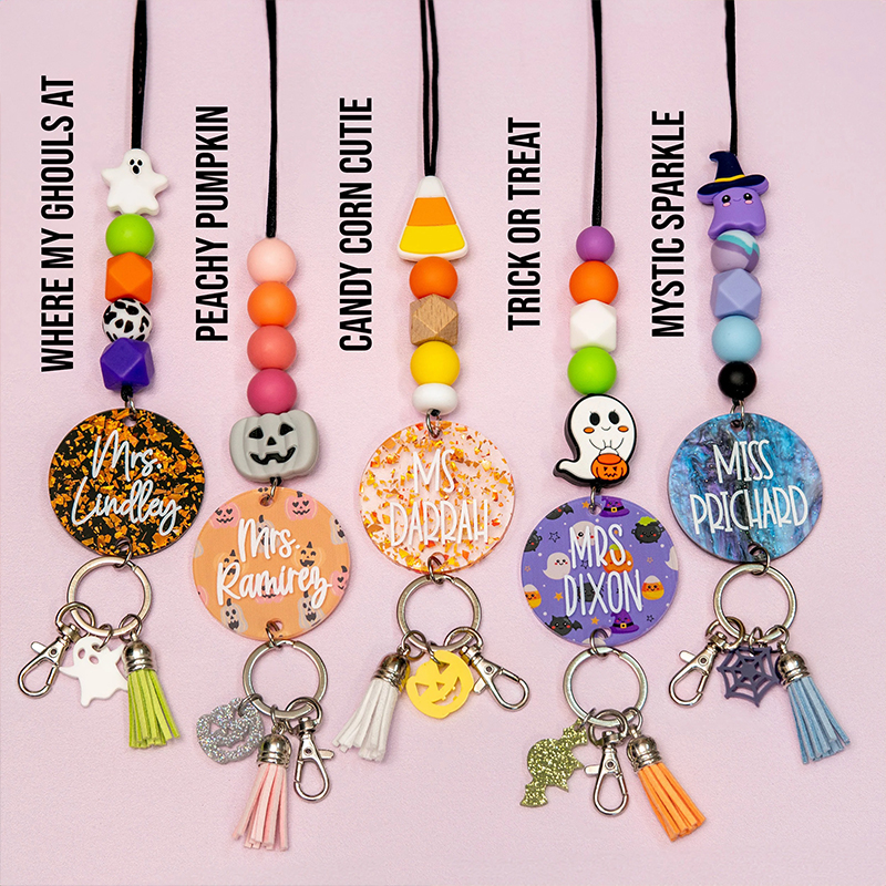 Personalized Name Halloween Teacher Lanyard
