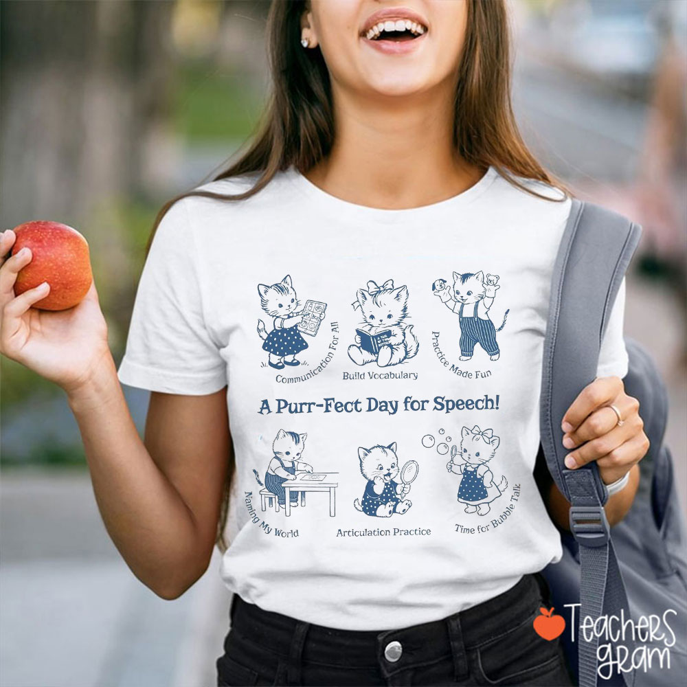 A Purr-Fect Day For Speech Teacher T-Shirt