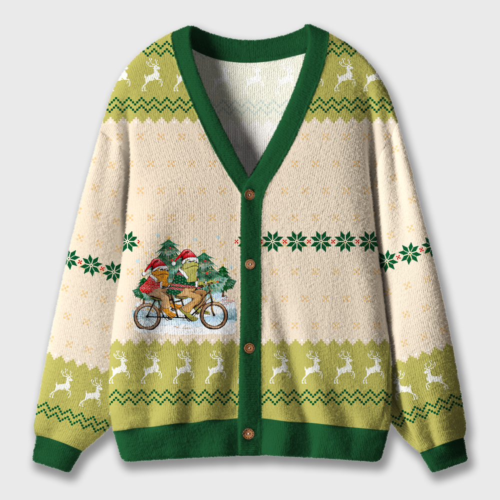 Frog's Christmas Trip Teacher Ugly Cardigan Sweaters