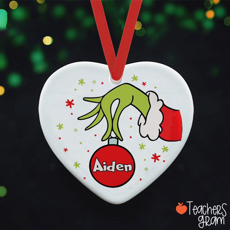 Personalized Name Steal Your Christmas Teacher Ceramic Christmas Ornament