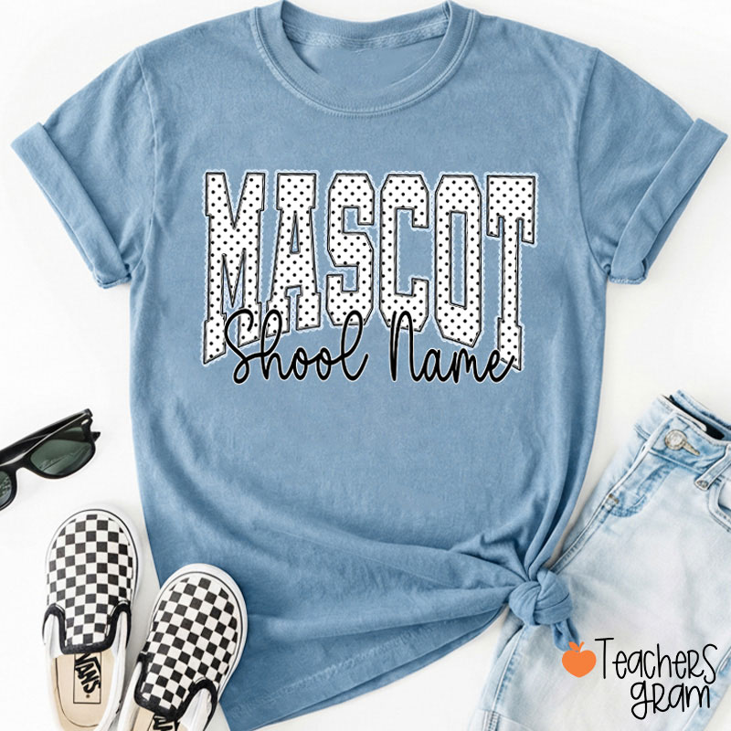 Personalized Mascot Cute Polka Dot Letter Teacher T-Shirt
