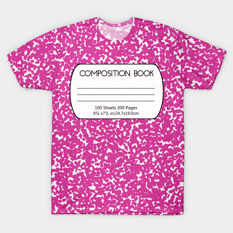 Pink Black Composition Book Teacher Printed T-Shirt