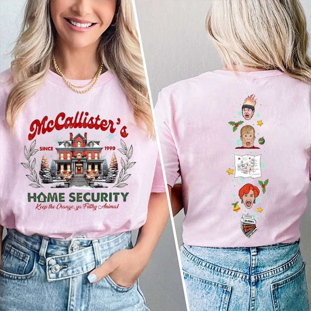 Home Alone Christmas Movie Teacher Two Sided T-Shirt