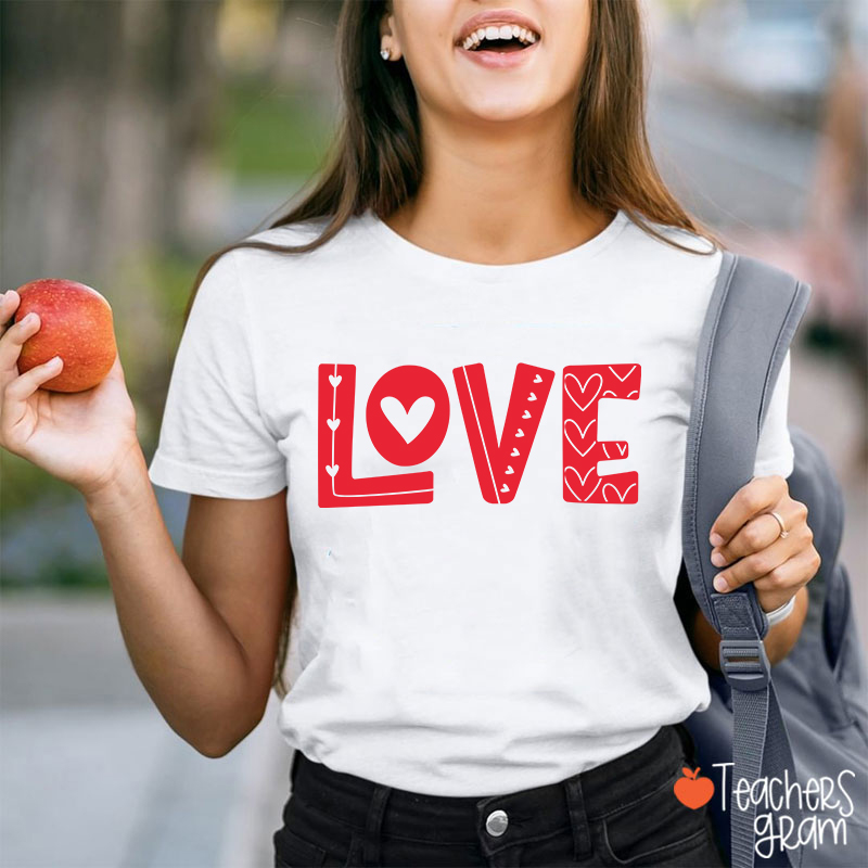 Heart Hollow Love Teacher T-Shirt