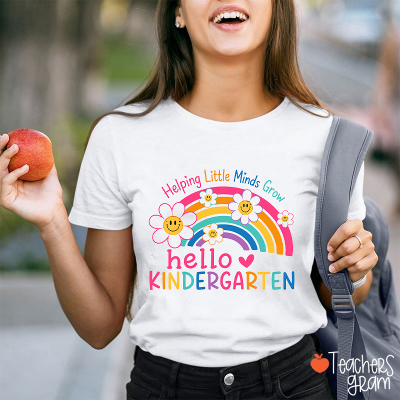 Personalized Hello Rainbow Daisy Teacher T-Shirt