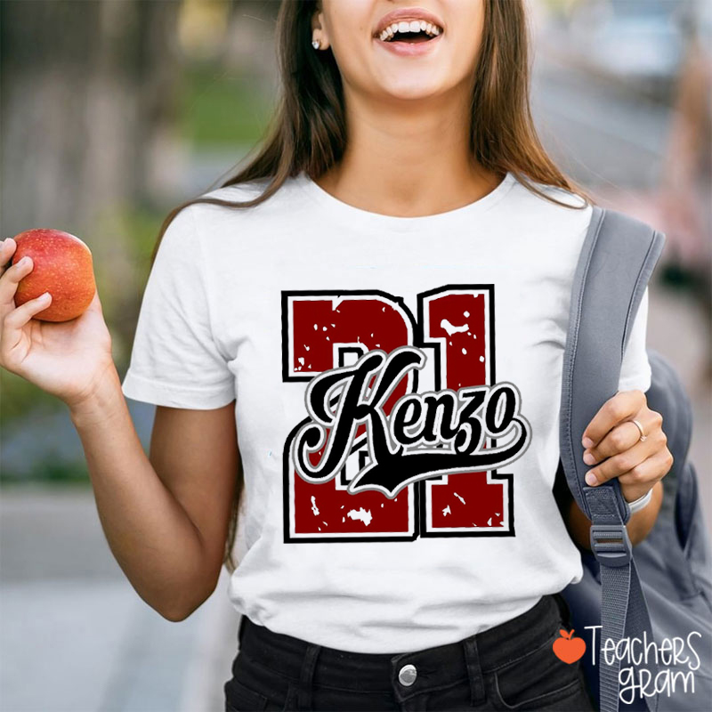 Personalized Name Number Vintage Graphic Teacher T-Shirt