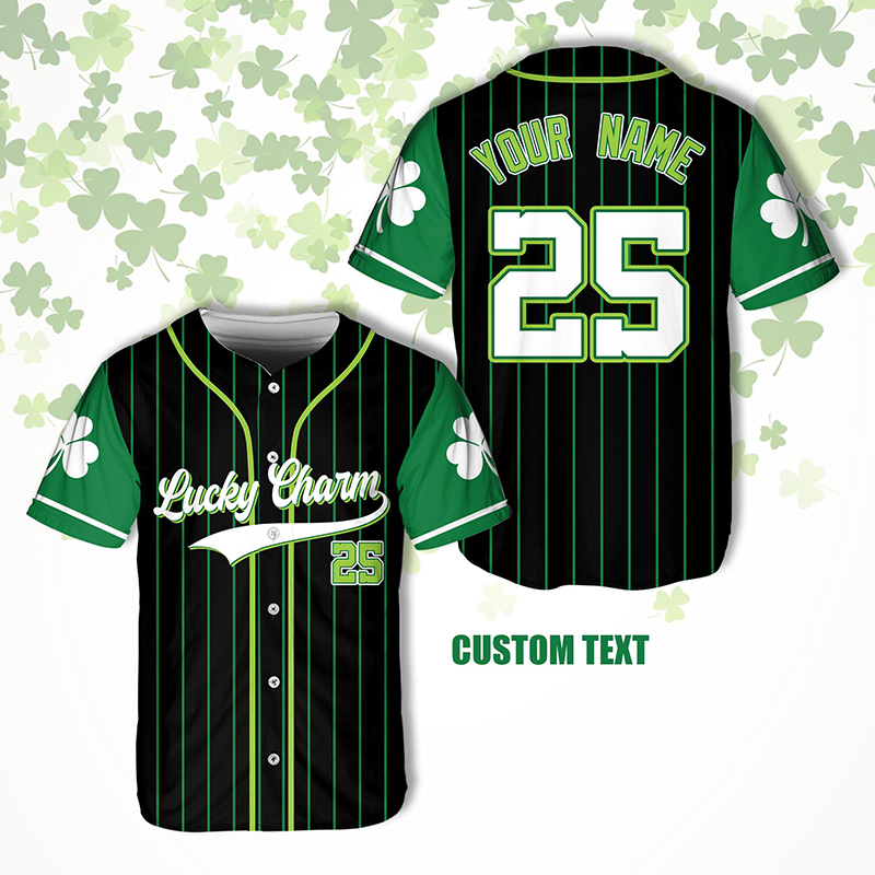 Personalized Name Lucky Charm St Patrick's Day Teacher Baseball Jersey