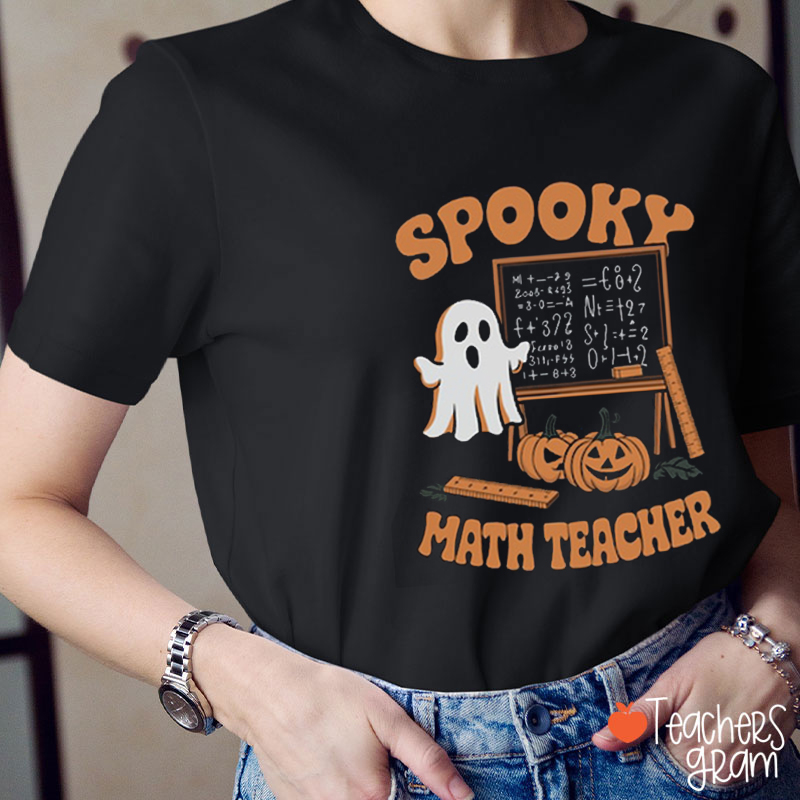 Ghost Pumpkin Spooky Math Teacher T-Shirt