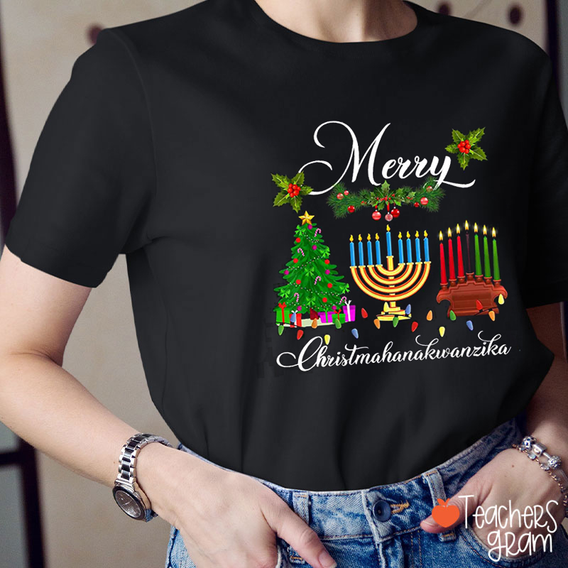 Merry Christmahanakwanzika Teacher T-Shirt