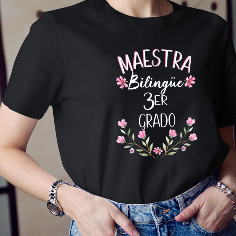 Personalised Maestra Bilingue Grado Spanish Teacher T-Shirt