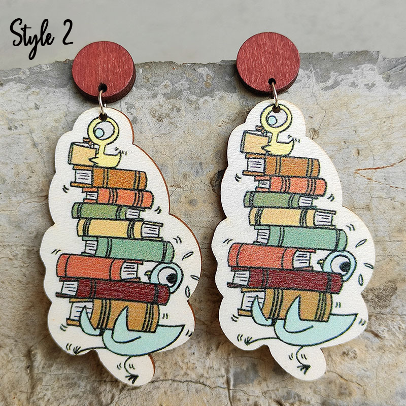 Pigeon Teaching Reading Teacher Wooden Earrings