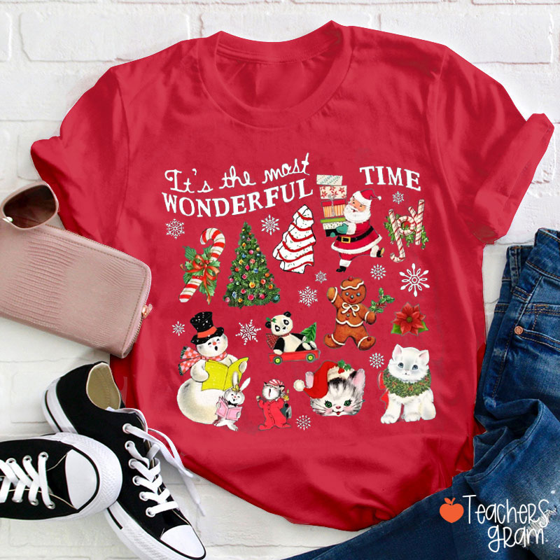 It's The Most Wonderful Time Christmas Vibe Teacher T-Shirt