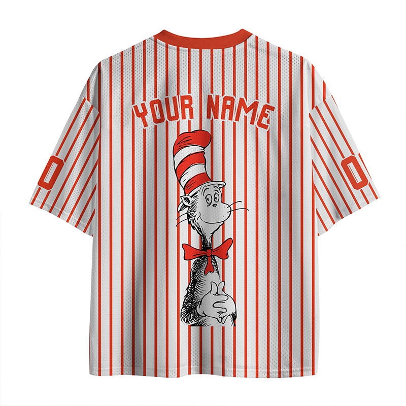 Personalized Team Name Cute Red Hat Cat Teacher Mesh Jersey