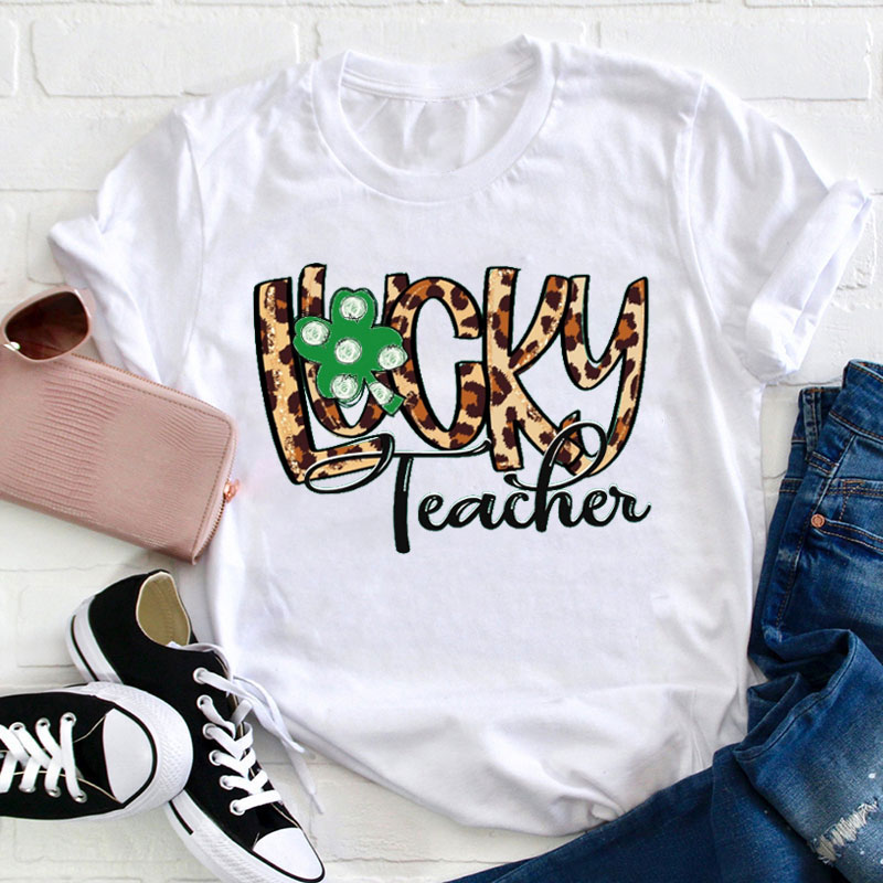 Leopard Lucky Teacher T-Shirt