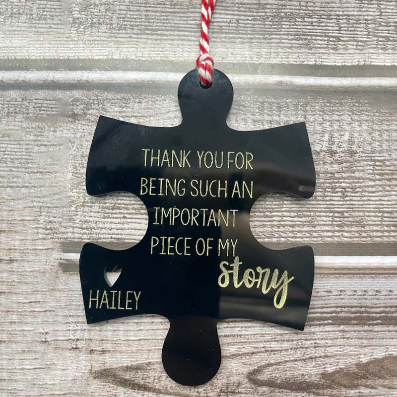 Personalized Puzzle Piece Teacher Acrylic Christmas Ornament