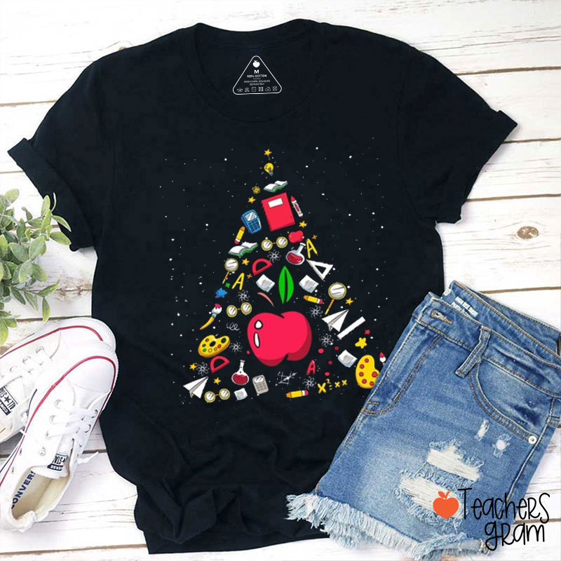 School Supplies Christmas Tree Teacher T-Shirt