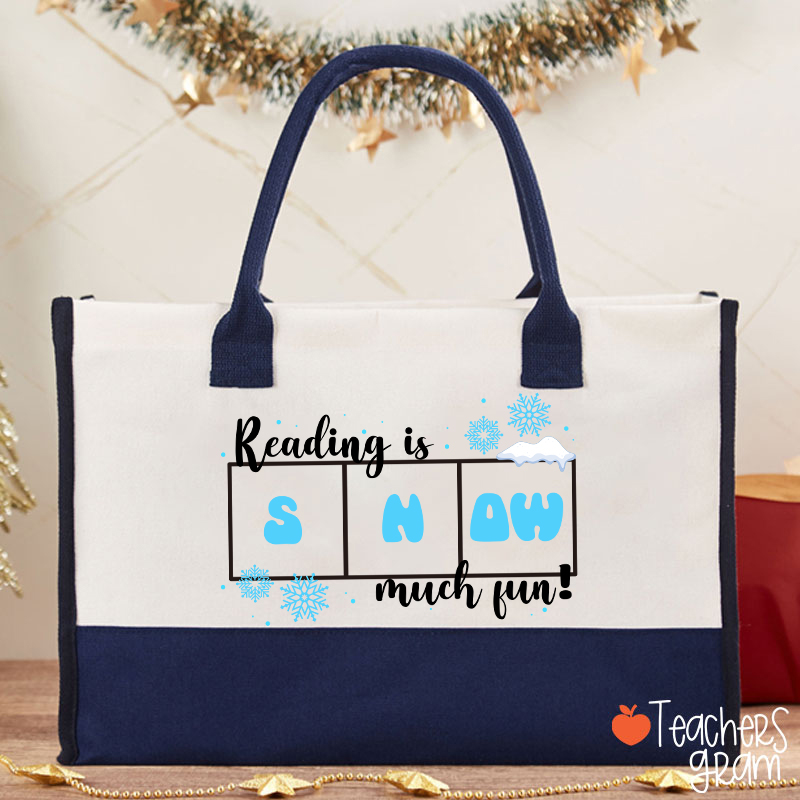Reading Is Snow Much Fun Teacher Cotton Tote Bag
