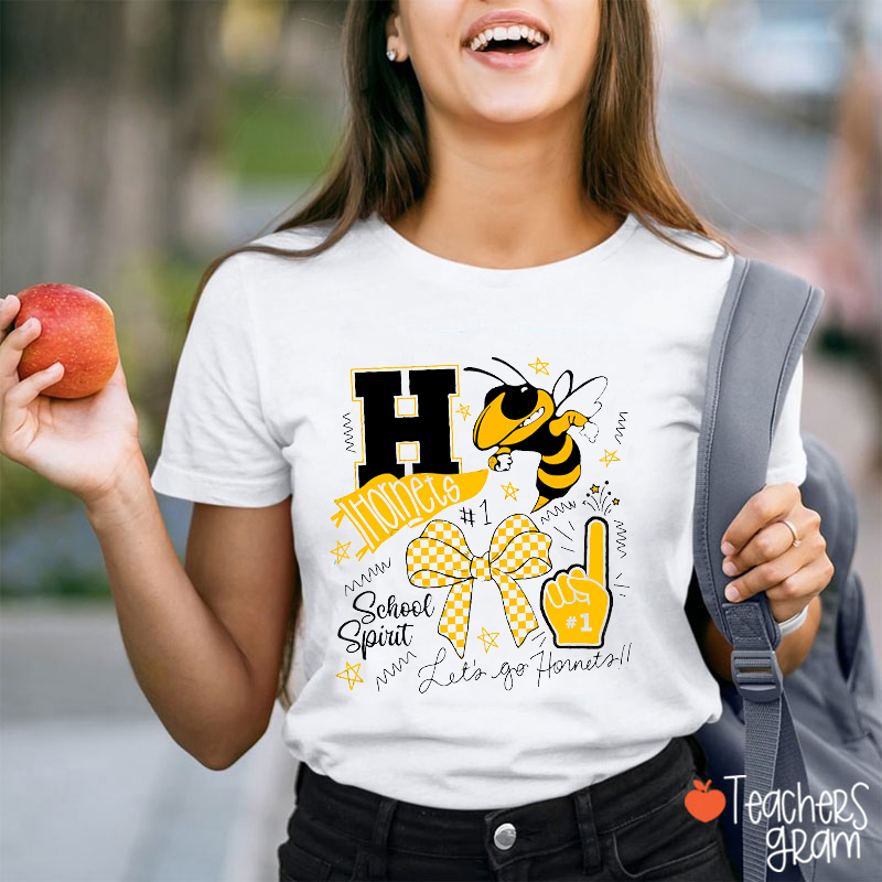 Personalized Mascot And Number School Spirit Game Day Teacher T-Shirt