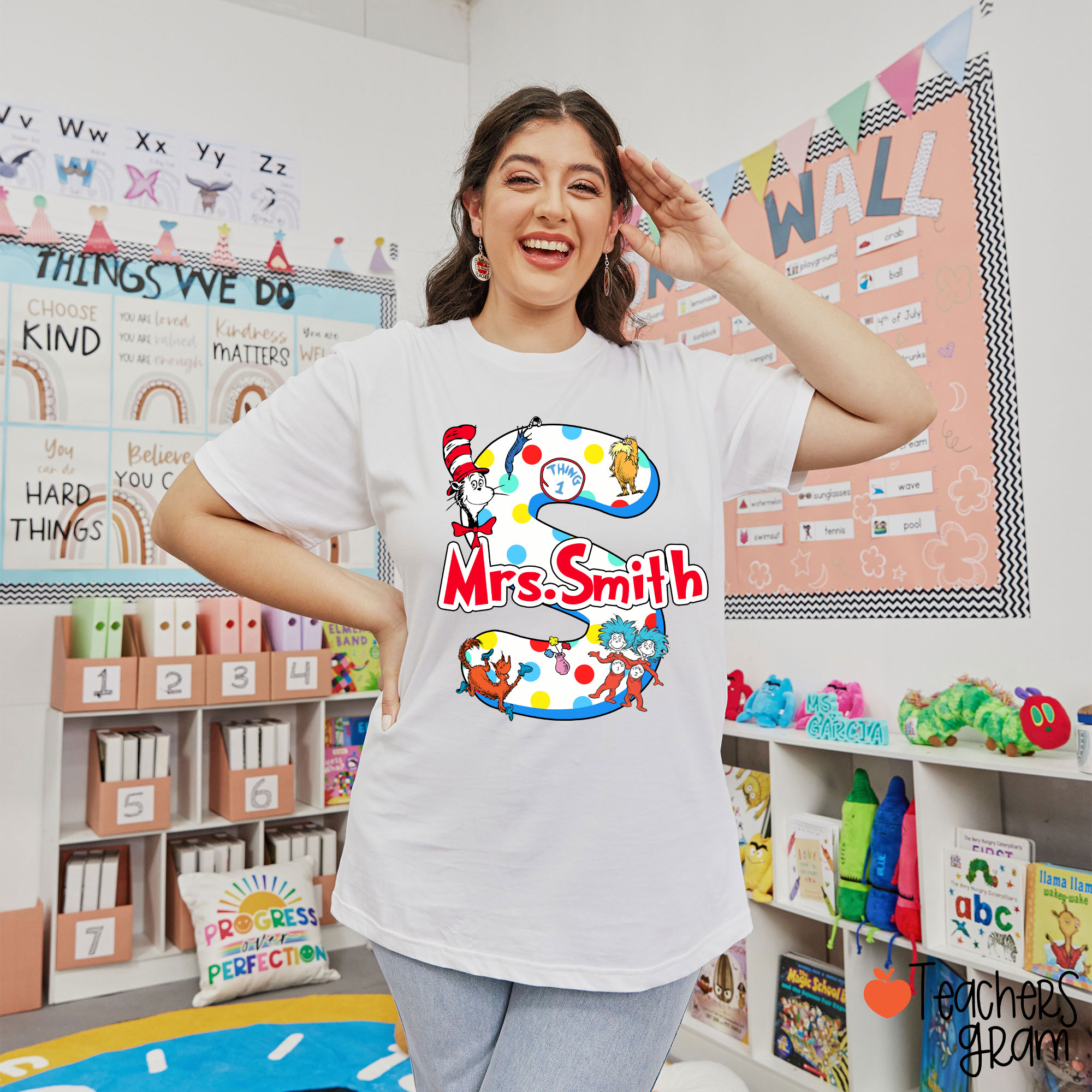 Personalized Children's Book Letter Name Teacher T-Shirt