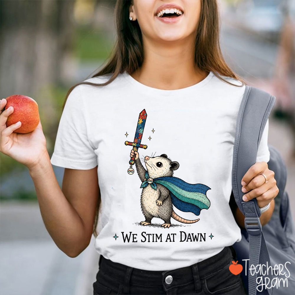 We Stim At Dawn Teacher T-Shirt