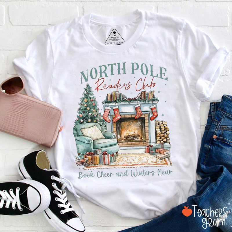 North Pole Book Cheer And Winters Near Teacher T-Shirt