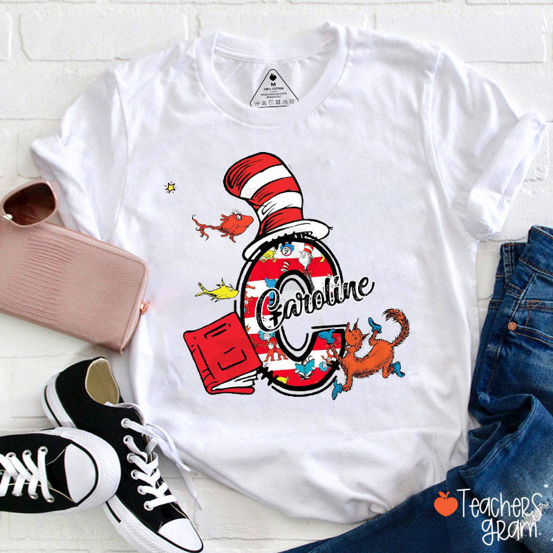 Personalized Initials Reading Across America Teacher T-Shirt