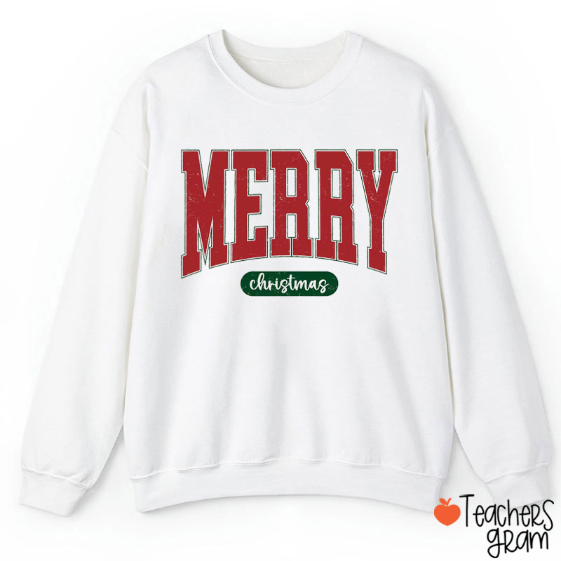 Retro Merry Christmas Teacher Sweatshirt