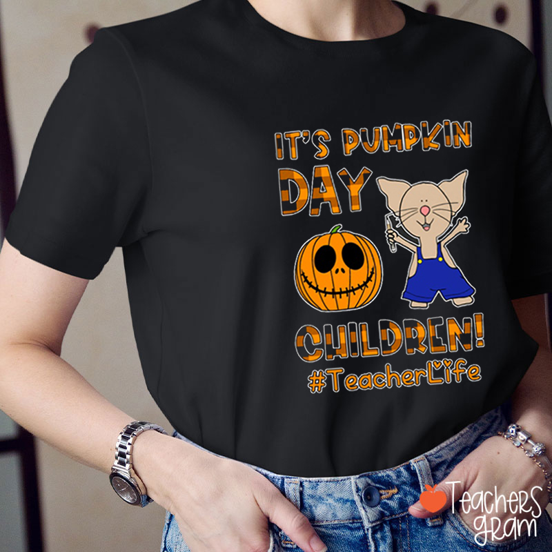 Personalized Hashtag It's Pumpkin Day Children Teacher T-Shirt