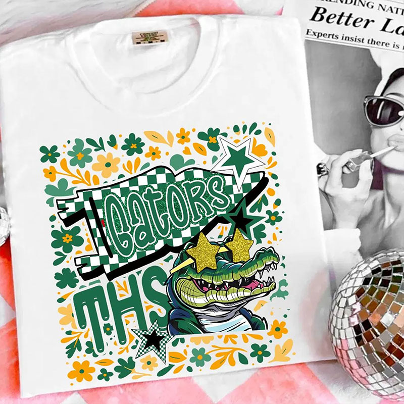 Personalized Mascot Wildflowers Checkerboard Pennant Teacher T-Shirt
