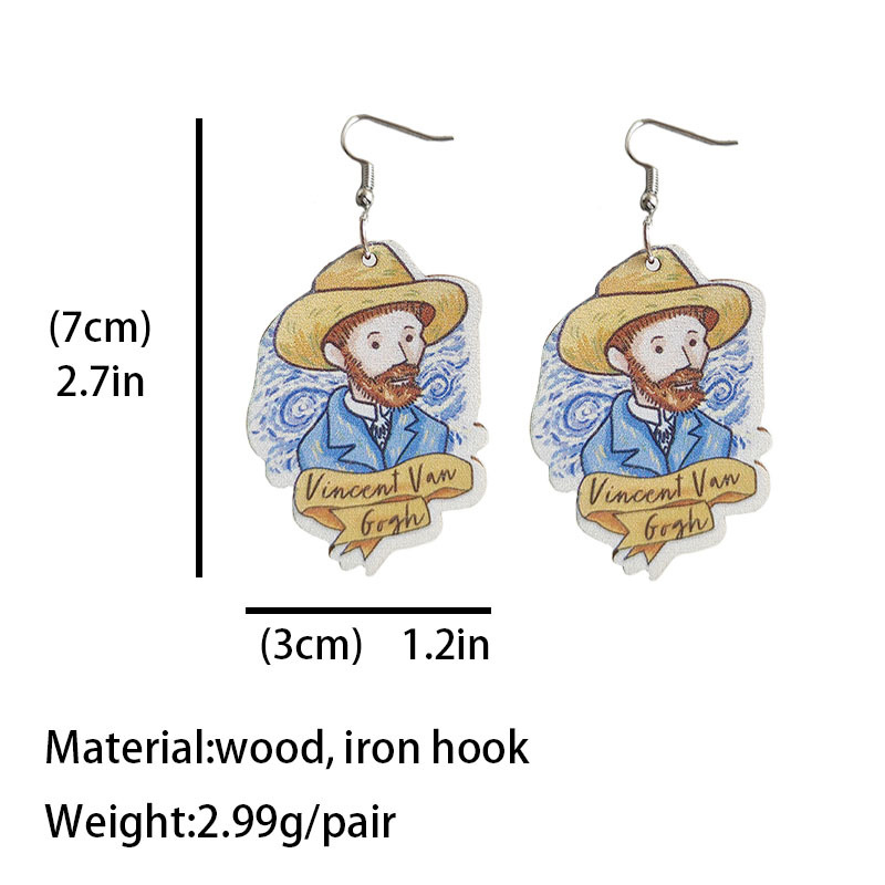 Starry Night Art Teacher Wooden Earrings