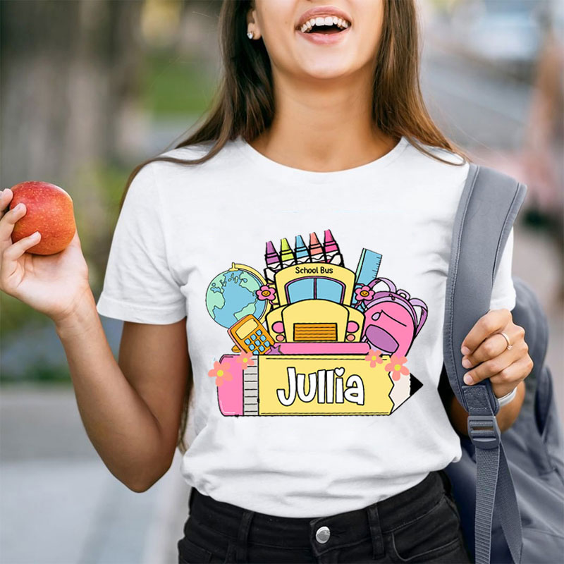 Personalized Funny Cute First Day Of School Teacher T-Shirt