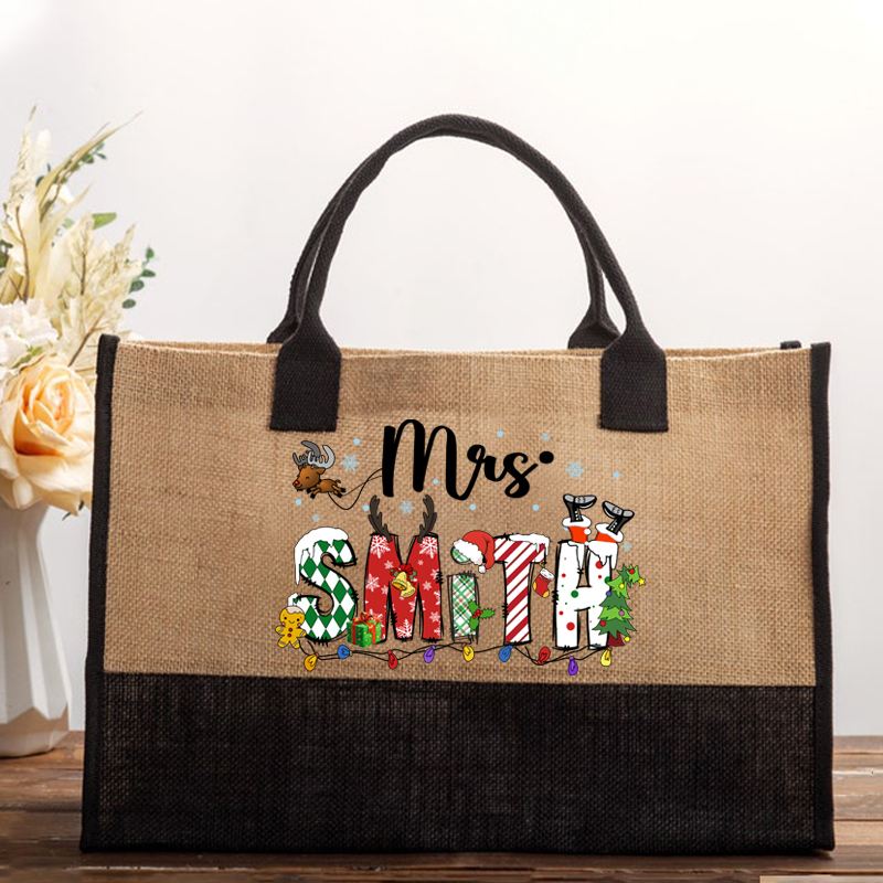 Personalized Christmas Is Coming Teacher Cotton Tote Bag