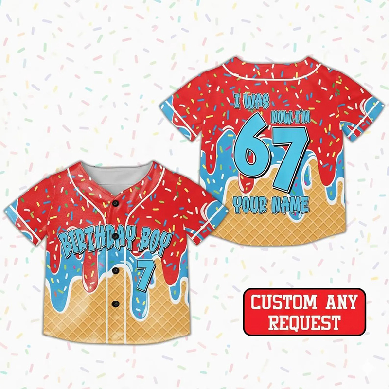 Personalized Meme 67 Six Seven Donut Dripping Birthday Class Baseball Jersey