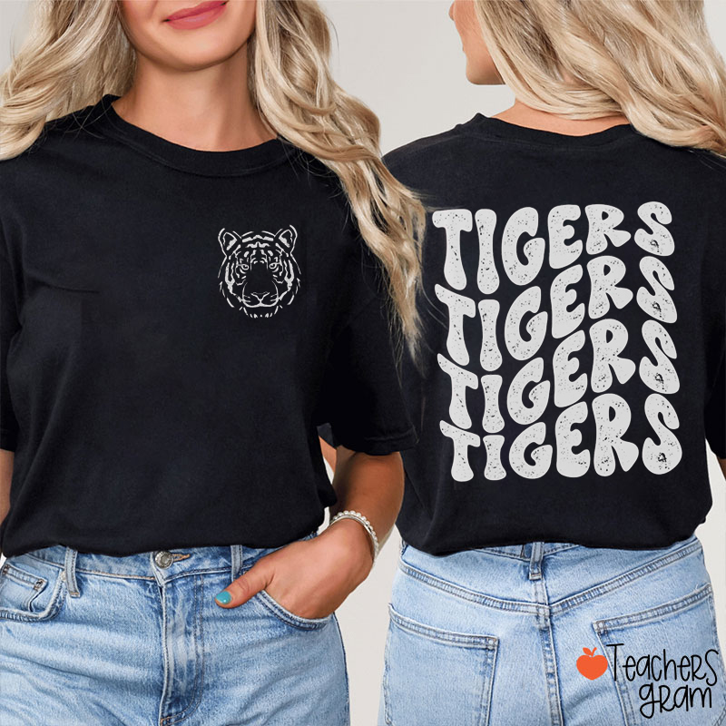 Personalized Mascot Solid Color Teacher Two Sided T-Shirt