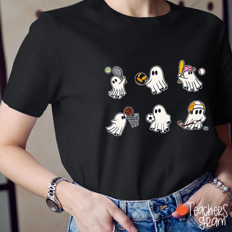 Sports Ghost Halloween Teacher T-Shirt